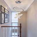 Crystal Chandeliers Modern LED Rings Pendant Light Adjustable Stainless Steel Ceiling Light Fixture for Living Room Dining Room Bedroom(Multicolor,Non-dimmable or Fix Color)