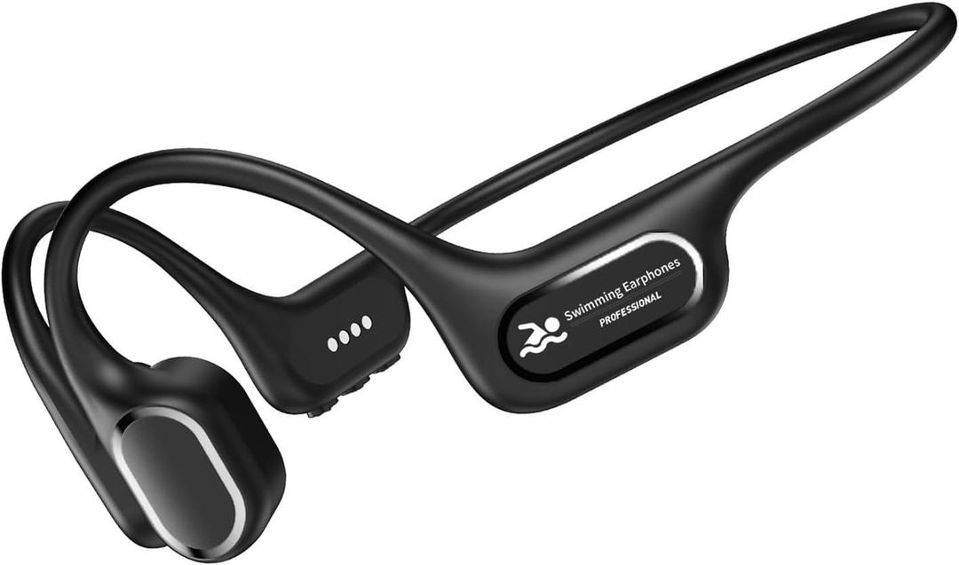 Bone Conduction Swimming Headphones, IP68 Underwater Headphones with MP3 Player, Open Ear Sport Earphones,Waterproof Earbuds for Swimming, Running, Cycling(Black)