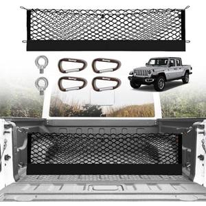 Muslogy Truck Bed Cargo Net Compatible with Jeep Gladiator 2020-2024 2025 JT Accessories Storage Organizer Pickup Truck Bed Envelope Style Cargo Net with Heavy Duty Carabiners 13