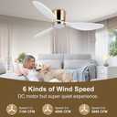 reiga 52 Inch Flush Mount White Ceiling Fan with Light Remote Control, Quiet DC Motor Low Profile 3 Wood Blade Modern Ceiling Fans for Patio Kitchen Living Room Bedroom