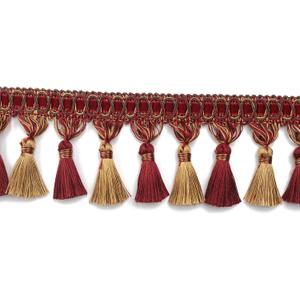 Fenghuangwu 6.5 Yard Handmade Tassel Fringe Trim, 10Cm/3.94Inch Diameter Tassel Fringing Trimmings Hand Knitting for DIY, Decor,Curtain Tablecloth Home Decoration-Red