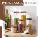 SiliFine 6 Set Glass Pantry Storage Jar with Acacia Airtight Lid 3 Size Glass Storage Container Jar for Pasta Spaghetti Cereal Coffee Bean Flour Sugar Rice, 17oz, 35oz, 53oz (Wood Lid)