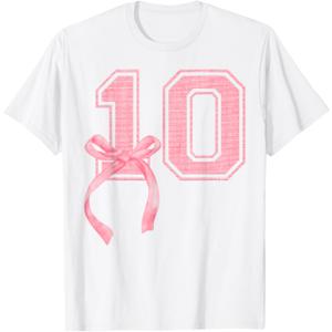 Birthday Girl Pink Coquette Bow 10 Year Old Aesthetic Girly T-Shirt, Size S