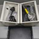 Portable Charcoal Grill Barbecue Grill Folding Set Double Sided +Barbecue Pan Net+6PCS Tools for Outdoor Camping BBQ Grilling Backyard Party Cooking Chimney Tabletop Grill & Grilling White