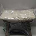 Foot Stool,Ottoman,Bamboo Small Sofa Foot Rest Under Desk,Extra Seating for Living Room, Bedroom and Kitchen(Brown Stool Legs - Beige Surface)