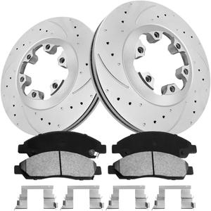 Brake Pads And Rotors Kit Compatible With 2004-2008 Chevrolet Colorado, GMC Canyon, Front Automotive Replacement Brake Kits 55090 D1039-7943 Drilled And Slotted Rotors Geomet 280.2mm(11in)