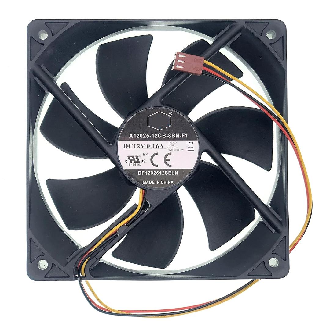 New Case Cooling fan for A12025-12CB-3BN-F1 DF1202512SELN 12025, DC 12V 0.16A 1000RPM 38.6CFM 3-Pin 3-Wire Silent Chassis Fan Size: 120x120x25mm.