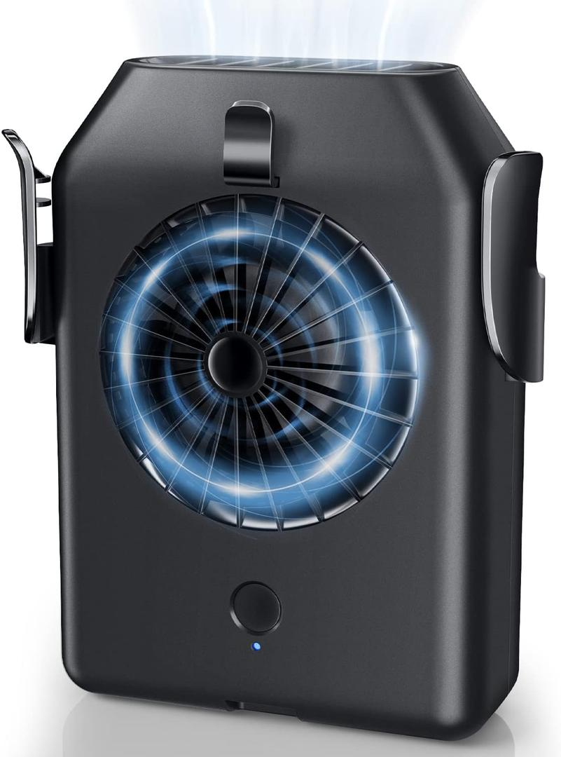 Stsase Portable Fan 10000mAh Rechargeable, Mini Waist Fan With Max 24H Working Time, 3 Speeds 5100RPM Strong Airflow Wearable Personal Clip Fan Belt Fan for Outdoor, Jobsite, Farms, Traveling, Fishing (Black)
