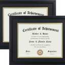 ELSKER&HOME 8.5x11 Certificate Frame - Classic Black Color Frame - Displays Diploma 8.5x11 Inch with Mat - 11x14 Inch Without Mat - For Document/Photo(2 Pack, Matte Black with Gold Rim)