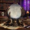 LED Lighted Animated Decor Halloween Crystal Ball with Fog,Skeleton Hand Holder Mystic Psychic Centerpiece Haunted House Gothic Decor for Home Party