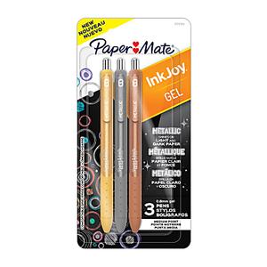 Paper Mate InkJoy Gel 3 Pens Metallic Pens Retractable Medium Point