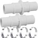 Pool Hose Adapter Connector, 1-1/4" or 1-1/2" Plastic Coupling for Swimming Pool Vacuum, Cleaner, and Filter Pump Hoses (White)
