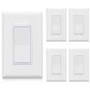 ELEGRP Single Pole Decors Light Switch with Screwless Plate, 15A 120/ 277V, Paddle Rocker Switch Replacement, On/ Off Wall Switch, Self-Grounding, Residential Grade, UL/ CUL (5 Pack, Glossy White)