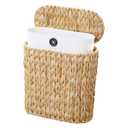 Coeusy Wicker Bathroom Trash Can with Lid,Narrow Rattan Waste Basket with Removable Liner Bucket,Slim Woven Water Hyacinth Garbage Can for Bedroom,Office,Small Spaces,3 Gallon
