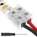 HitLights 12 Pack LED Connector 2 Pin 10mm Solderless LED Tape Lights Connector Transparent LED Strip Lights Connectors with Screwdriver Strip to Wire for 12V 24V Single Color LED Light Strips