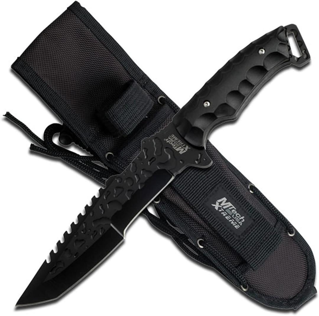 MTech USA MX-8062 Xtreme Fixed Blade Tactical Knife, Black Tanto Blade, Nylon Fiber Handle, 12-Inch Overall