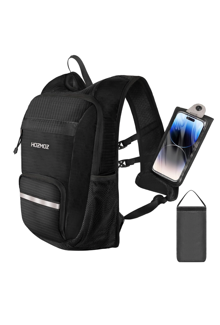 10L Small Hiking Backpack For Women Men, Lightweight Travel Packable Back Pack, Foldable Camping Hiking Daypack With Vest-style and Touchscreen Phone Pocket (Black)