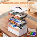 Medicine Storage Organizer, 3-Tier Medicine Box with 7-Day Pill Case, Clear Trays and Carry Handle, Empty First Aid Storage Case for Pills and Bottles
