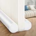 MAXTID Under Door Draft Stopper Cold Air Blocker - Large Doors Seal Gap Bottom of Doors 36" Adjustable 30" 32" 34" Weather Stripping Blocker Interior Front Door Sweep Bedroom Must Have (White)