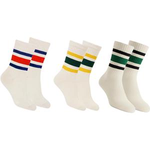 Retro Striped Crew Socks Sport Socks,Casual Cotton Stretchy Socks, with Seamless Toe for Men and Women Multicolor (White)