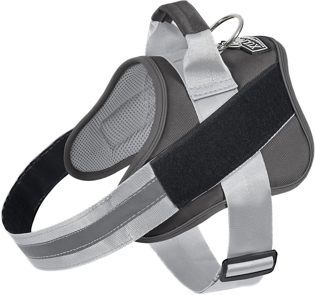 Bolux Dog Harness, No-Pull Reflective Dog Vest, Breathable Adjustable Pet Harness with Handle for Outdoor Walking - No More Pulling, Tugging or Choking (Medium, Pack of 1, Cement Gray)