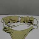 ZAFUL Women 2 Piece Strapless Bikini Swimsuits Ruffle Ribbed Self Tie Bandeau Bikini Set High Cut String Bathing Suits (Medium, 1-grass Green)