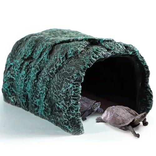 BNOSDM Large Reptile Hideout, Tortoise Hide, Bearded Dragon Hideout Cave Shelter, Resin Turtle Basking Platform, Reptiles Habitat Decor Tank Accessories for Lizards Geckos Snakes Chameleons Frogs
