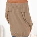 Okiwam Womens Off The Shoulder Sweater Casual Loose Knitted Long Sleeve Pullover Fall Outfits Spring Fashion Clothes 2026 (Brown), M