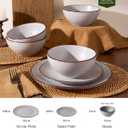 Famiware Venus Plates and Bowls Sets, 12 Pieces Stoneware Speckled Dishes Dinnerware Set for 4, Matte Light Gray - Microwave & Dishwasher Safe, Modern Minimalist, for Everyday Meals & Formal Dining