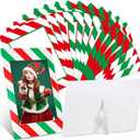 Leinuosen 120 Pcs Christmas Picture Frame Ornaments Bulk 5 x 7 Inch Xmas Photo Frames Holiday DIY Cardboard Frames with Stands Photo Crafts Frame for Xmas Presents Desktop Use(Stripe Theme)