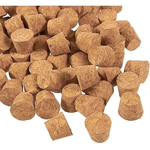 Size #4 Tapered Cork Plugs for Small Bottles and Test Tubes (0.6 x 0.47 x 0.5 In, 18 Pack)