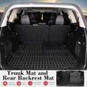 Cargo Mat & Backrest Mats for 2016-2023 Mazda CX-9 Accessories, All Weather Waterproof Rear Cargo Liner Rear Trunk Liner Back Seat Cover Protector