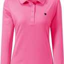 AIRIKE Golf Polo Shirts for Women Long Sleeve Colourful Quick-Dry Workwear & Activewear-Women's Athletic Apparel (Small, Rose)