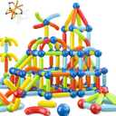 Toddler Magnetic Blocks Building Toys, Kids Montessori Toys for 3 4 5+ Year Old Girls Boys, Educational Magnetic Sticks and Balls Learning Stem Preschool Toys, Construction Sensory Toys Birthday Gifts