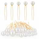 Pearl Bobby Pins Bridal Wedding Hair Peals U Shaped Pearl Hair Pins Accessories for Brides Bridesmaids Women Girls(Gold)