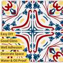 24 PCS(4"x4") Retro Mexican Tile Sticker Peel and Stick Wall Tiles Decals Talavera Tile Kitchen Backsplash Boho Stick on Cover Up Stickers Waterproof Murals