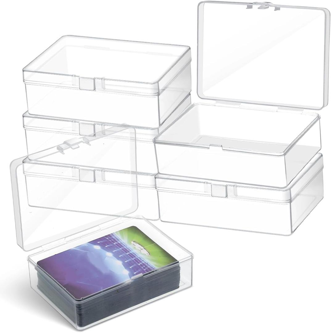 Vicenpal 6 Pcs Playing Card Boxes Clear Plastic Deck Cases Trading Card Storage Boxes Game Cases Holder 4.05 x 2.91 x 1.35 Inch