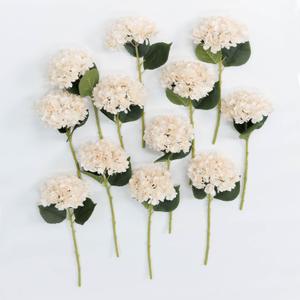 PARTY JOY Artificial Hydrangea Silk Flowers Bouquet Faux Hydrangea Stems for Wedding Centerpieces Home Decor (Champagne,12pcs)