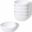 LEETOYI Mini Ceramic Ramekins Souffle Dishes 1.5 OZ, Small Dipping Bowls, Sauce Dip Bowls for Kitchen Serving Sauce Condiments, Oven & Microwave Safe, Set of 6, White