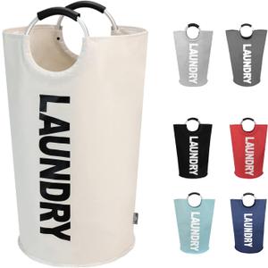 DOKEHOM 125L X-Large Laundry Basket, Collapsible Laundry Bag, Freestanding Tall Clothes Hamper, Foldable Washing Bin (Beige) DOKEHOM 125L X-Large Laundry Basket, Collapsible Laundry Bag, Freestanding Tall Clothes Hamper, Foldable Washing Bin (Beige)