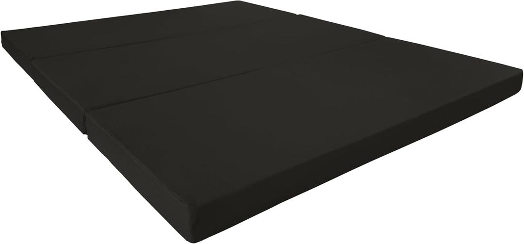 D&D Futon Furniture Portable Trifold Mattress, Foldable Foam Mattresses Small Space Saving Guest, Floor Fold Out Bed Ottoman, 4 inch Folding Cushion Pad Camping RV (Full Size 4x54x75, Black)