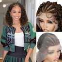 WIGER Braided Wigs for Black Women Curly Bob Lace Front Wig Glueless Knotless Curly Lace Frontal Hair Wig with Baby Hair Ombre Brown 13X4 Transparent HD Lace Synthetic Water Wave Wig
