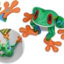 Articulated Frog Refrigerator Magnet - 3D Printed Poseable Decor for Fridge & Metal Surfaces (Green)