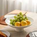 Kanwone Large Fruit Bowl for Kitchen Counter - Decorative Bowls for Home Dcor - Ceramic Fruit Bowl, Pedestal Bowl - Modern Key Bowl for Entryway Table - 11.5 Inches, White