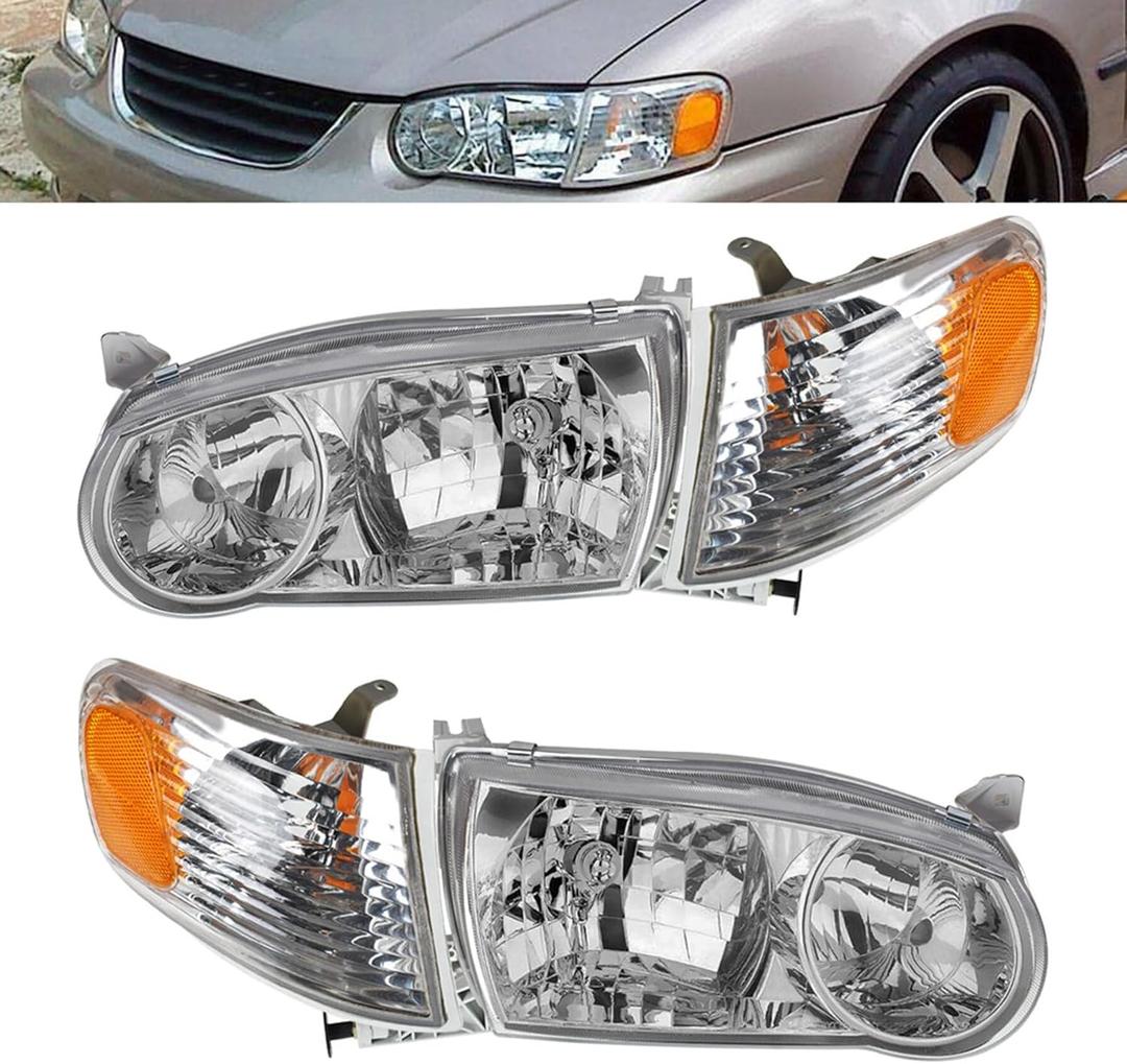 GXYWADY Headlights Assembly Replacement for 2001 2002 Corolla w/Corner Signal Lamp Headlamp Left and Right Side
