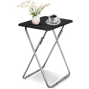 Garden 4 you Folding TV Tray Table,TV Dinner Table with Sturdy MDF Top,Eating Trays for Living Room with No Assembly Required, 15 x 18.9 x 26 in(Black,1PC)