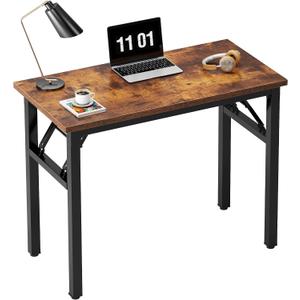 Need Folding Computer Desk - 31.5 Inch Foldable Office Writing Work Study Kids Student Teacher Home Bedroom Table for Small Space, Rustic Brown