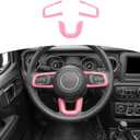 RT-TCZ for Jeep JL Steering Wheel Trim Decal Panel Pink for Jeep Wrangler JL JLU 2018 up for Gladiator JT 2020 up Pink Interior Accessories 3pcs