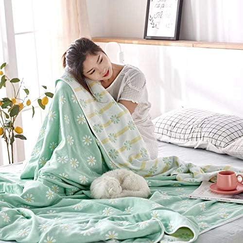 SANACYNA 6-Layer Gauze 100% Cotton Muslin Blanket Sunflower Twin Size Cooling Throw Blanket Lightweight Soft And Breathable Blanket For Sofa Bed Coverlet All Seasons Both sides (Green, Twin (60"x80"))