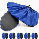 5 Pairs Non Slip Reusable Shoe Covers Waterproof Washable Boot Covers Durable Dustproof Booties Cover For Indoors Household Travel Floor Carpet Protection XL (Extra Large, Blue)